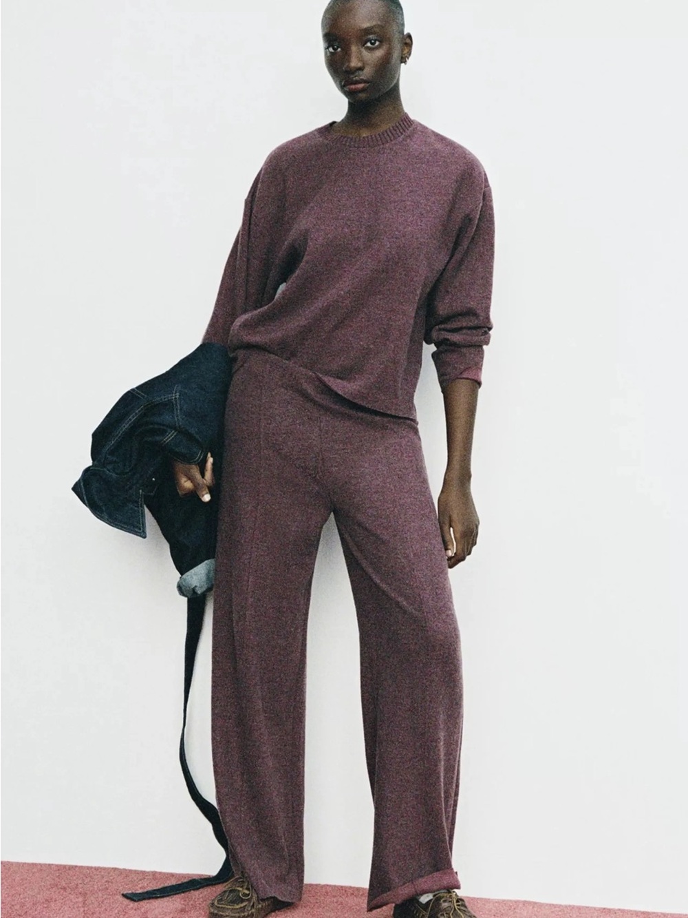 ZARA Knit Pants Set in Plum